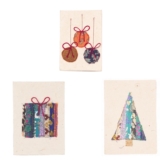 Holiday Greeting Cards - Upcycled Sari Handmade